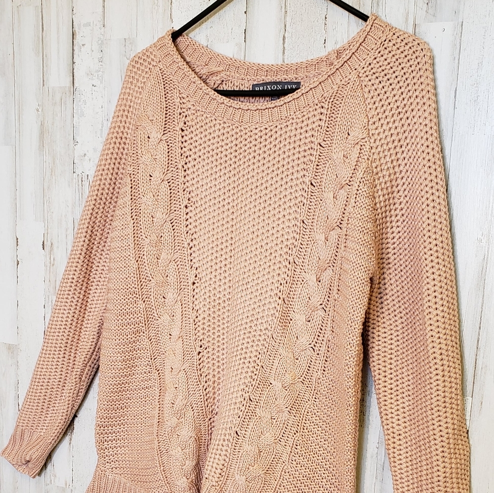 Brixon Ivy Nude Faux Cashmere Sweater, Size L